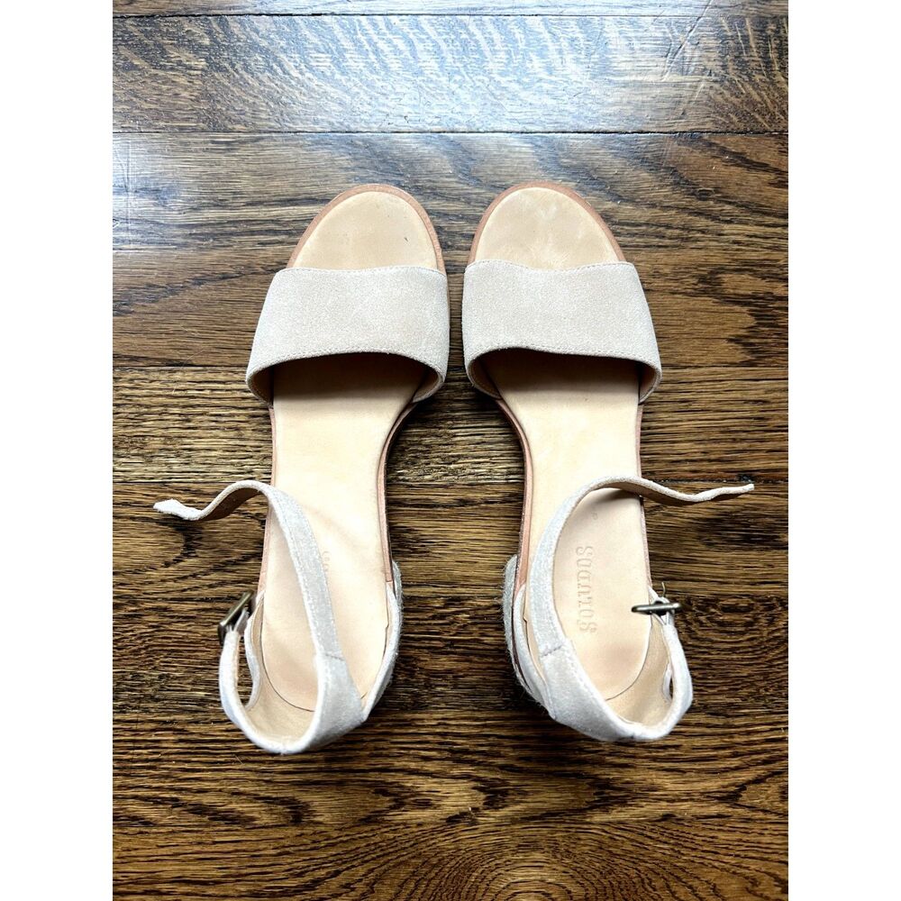 Soludos Capri Block-Heel Raffia & Suede Sandals Nude Women's Size 6.5 - Picture 3 of 12